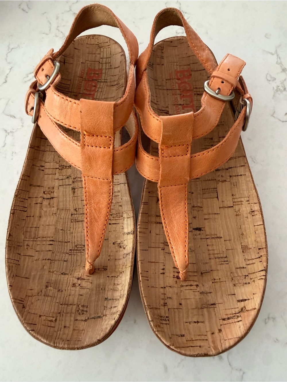 Born Cork Insole with Coral Logo and Tan Trim